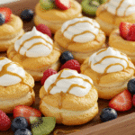 Served mini cloud bread with toppings