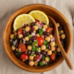 Dense Bean Salad with colorful ingredients